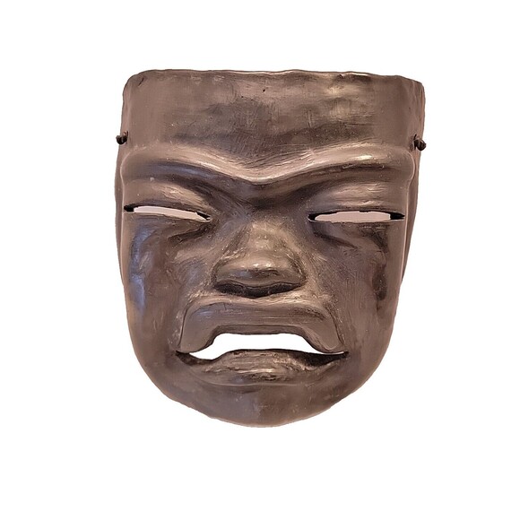 Vintage Oaxaca Mexico Black Pottery Mask Folk Art Face Tribal Aztec Mayan Wall - Picture 1 of 13